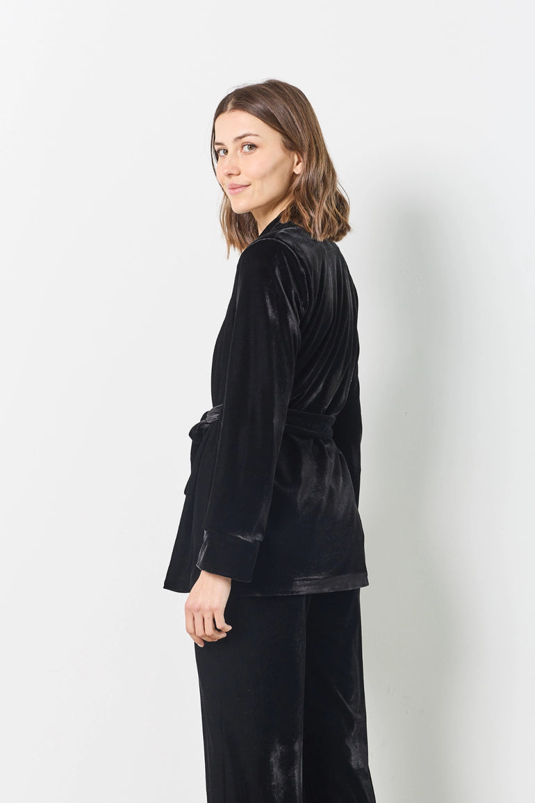 Blazer en velours ceinturé, épaules structurées femme - photo 6 - Love at Me