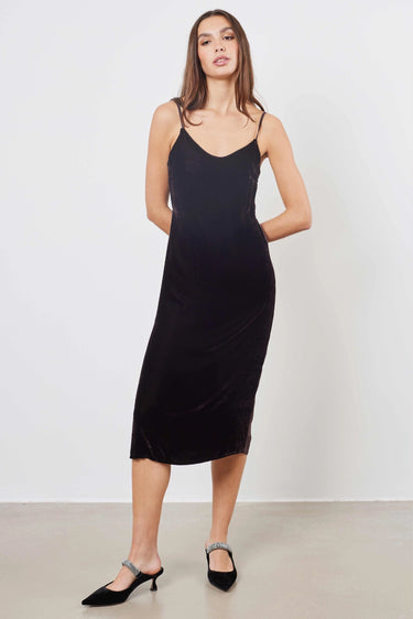 Tweekleurige midi-jurk met bandjes