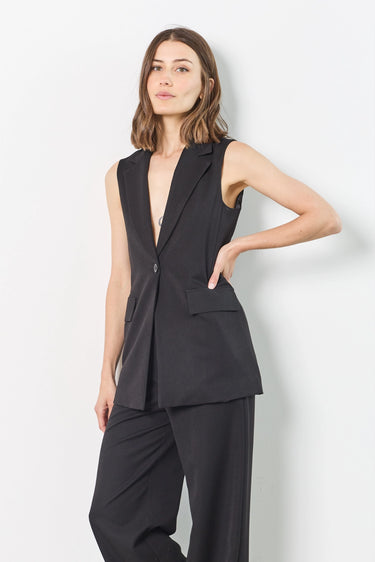 Blazer sans manche boutonné