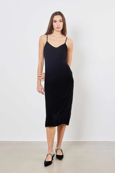 Tweekleurige midi-jurk met bandjes