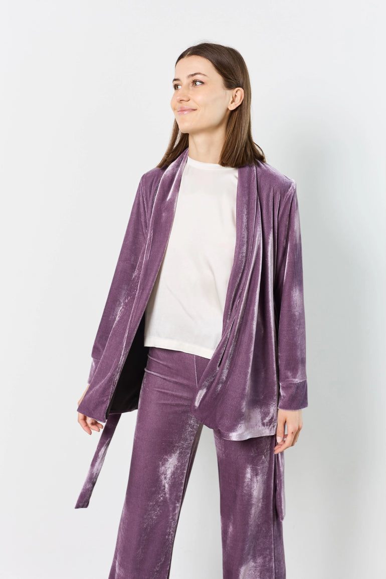 Blazer en velours ceinturé, épaules structurées femme - photo 2 - Love at Me