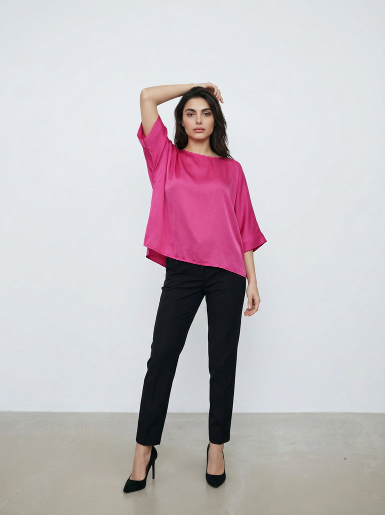 Blouse en satin manches courtes femme - photo 17 - Love at Me