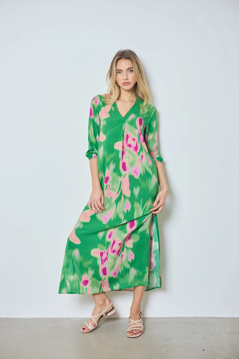 Robe Danna kaftan imprimé en viscose, col V et manches 3/4 femme - photo 2 - Love at Me