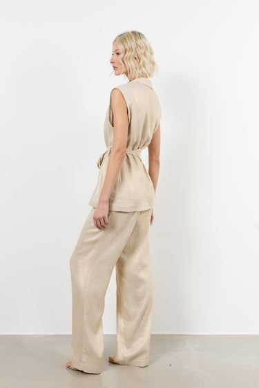 straight cut laminated pants