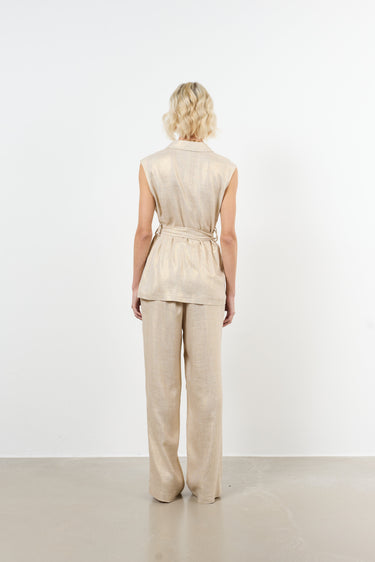 straight cut laminated pants