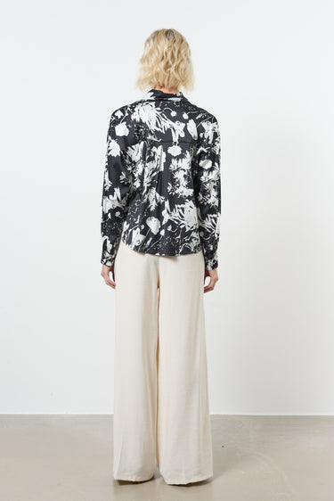 Chemise Manches Longues Satin Print