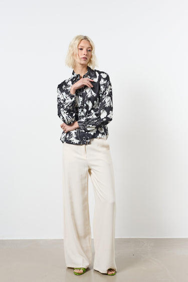 Chemise Manches Longues Satin Print