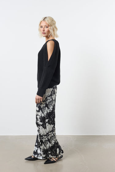 Satin print elasticated trousers