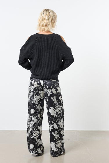 Satin print elasticated trousers