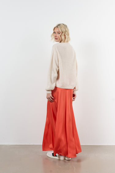 Lange elastische satijnen rok 