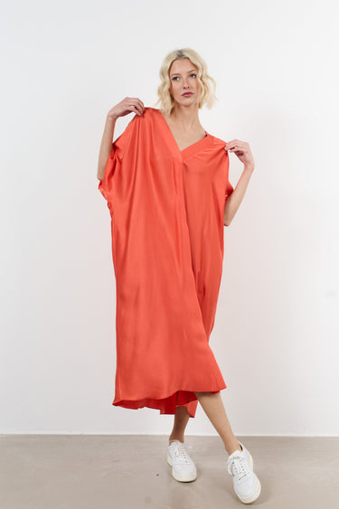 Effen satijnen kaftanjurk 