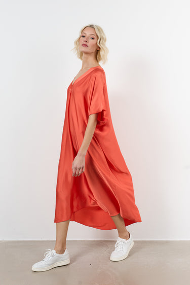 Effen satijnen kaftanjurk 