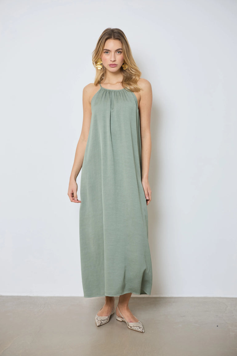 Robe Ella longue à fines bretelles femme, mélange viscose et lin - photo 2 - Love at Me