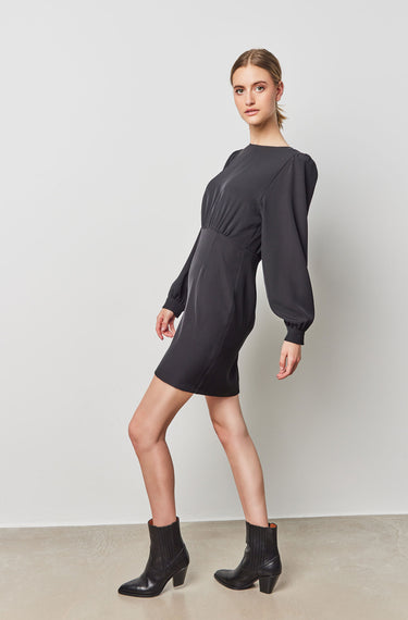 geribde jurk met split aan de achterkant