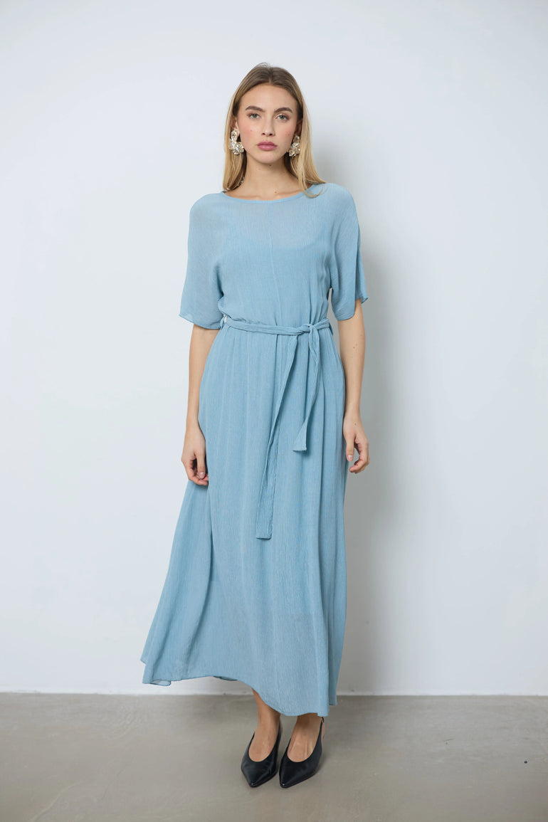 Robe Lisa longue à manches courtes en matière crinkle femme - photo 7 - Love at Me