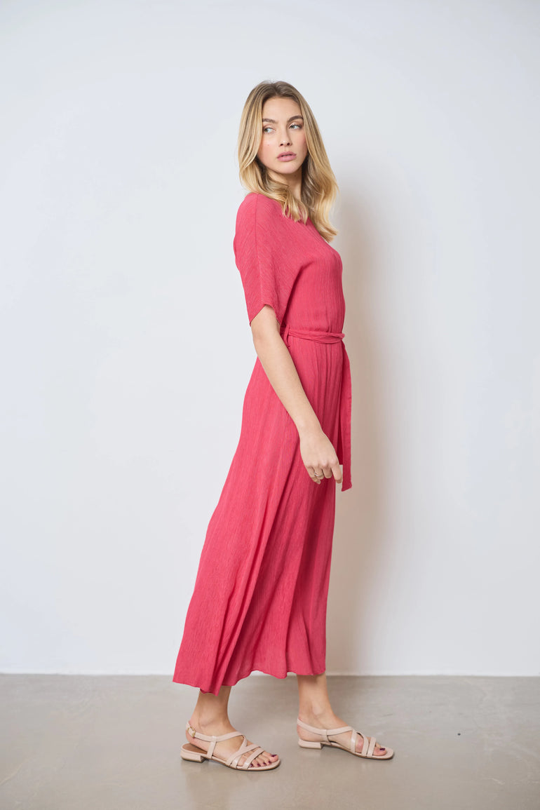 Robe Lisa longue à manches courtes en matière crinkle femme - photo 2 - Love at Me