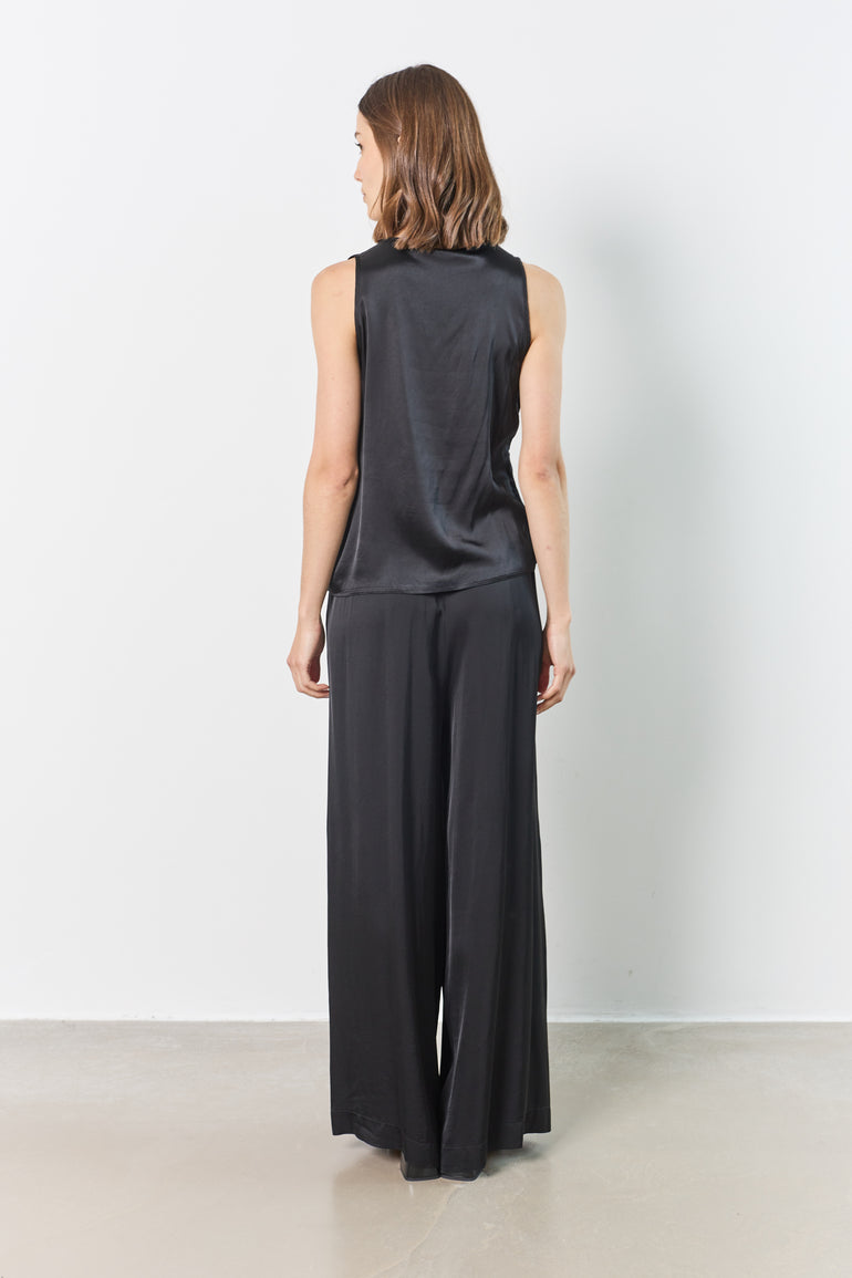 Top bi-matière satin et velours, col V sans manches femme - photo 6 - Love at Me