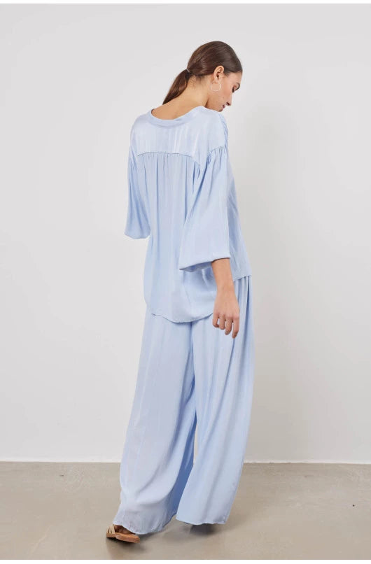 Chemise à col mao en georgette de viscose, manches longues femme - photo 2 - Love at Me