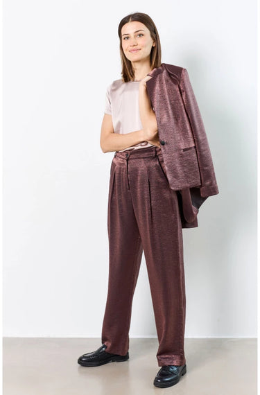 Shiny straight-leg trousers