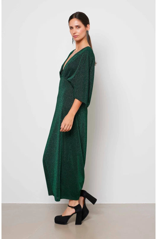 Robe longue satinée à manches chauve-souris femme - photo 2 - Love at Me
