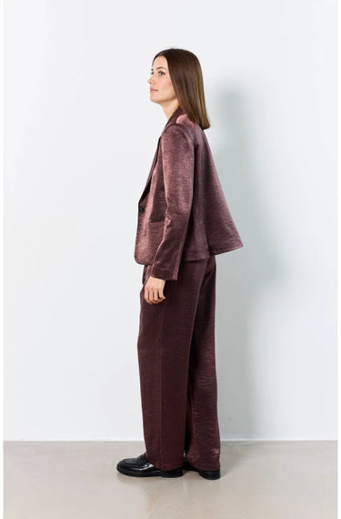 Shiny straight-leg trousers