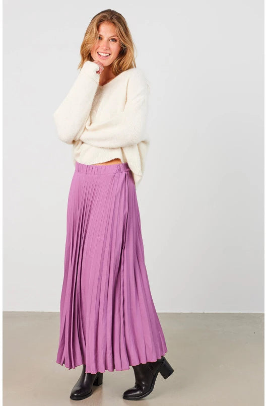 Jupe longue plissée en viscose à taille élastique femme - photo 5 - Love at Me
