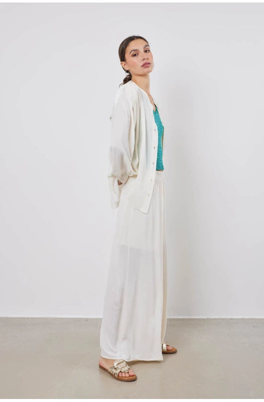 Chemise à col mao en georgette de viscose, manches longues femme - photo 8 - Love at Me